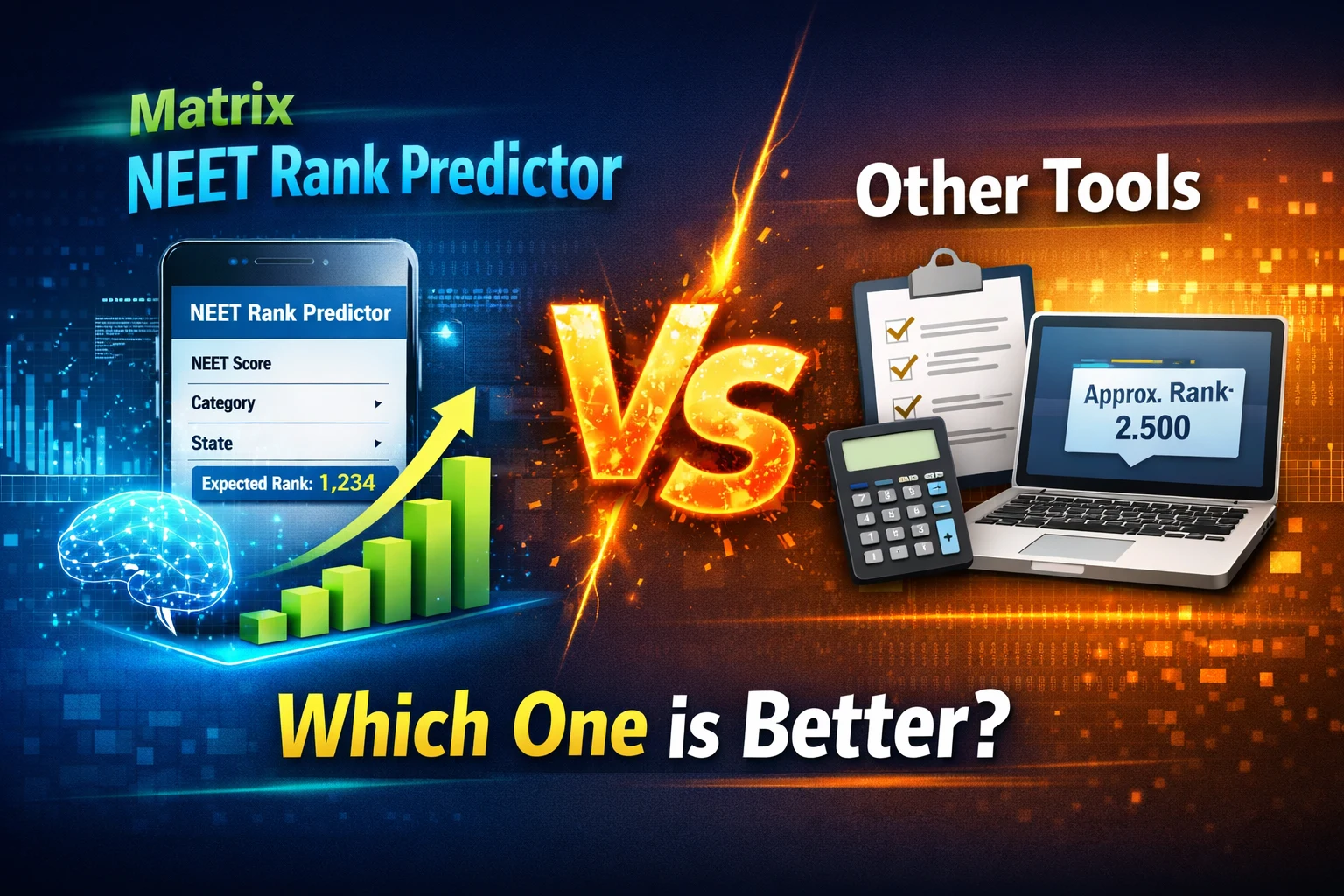 Comparison Between Matrix NEET Rank Predictor and Other Tools